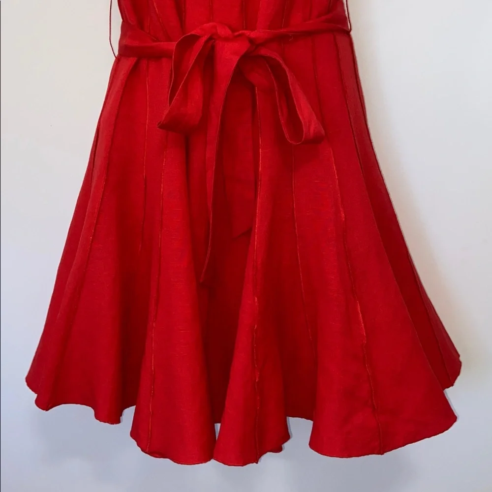 Calvin Klein Dress Red Fit and Flare Matching Belt Nwot 8 - Picture 3 of 7
